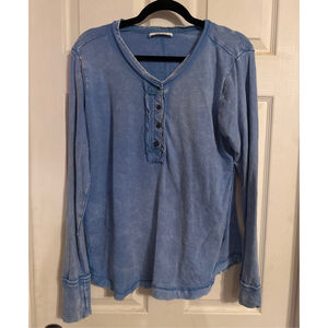 Women's ZENANA Blue Long Sleeve Tee Standard L
